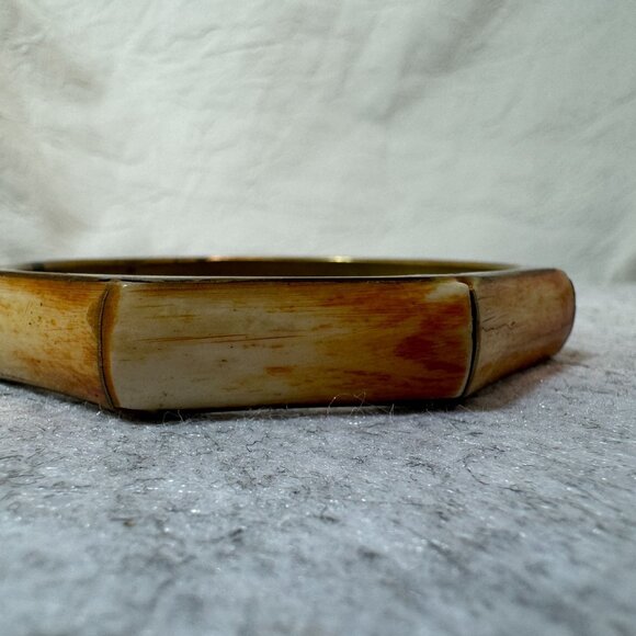 Hexagon-Shaped Vintage Brass Bone Bangle Bracelet 70's BoHo statement piece - Picture 5 of 10